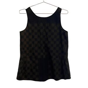 Hache Black & Brown Geometric Print Flare Cotton Tank Made in Italy 42 (M)